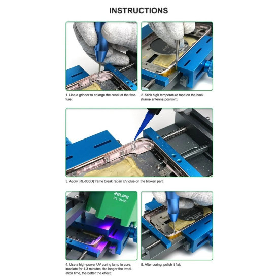 RELIFE RL-035D UV GLUE FAST CURING STRONG ADHESION SUITABLE FOR MOBILE PHONE MIDDLE FRAME REPAIR