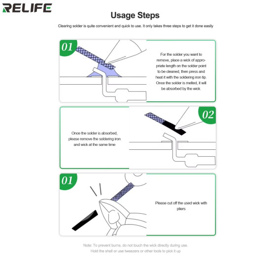 RELIFE RL-20B (2015) LOW RESIDUE FAST CLEANING STRONG DESOLDERING WIRE - 1 PCS