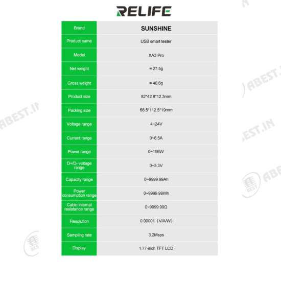 Relife XA3 Pro Type-C & USB Multi-Function Smart Detector for Mobile Repair