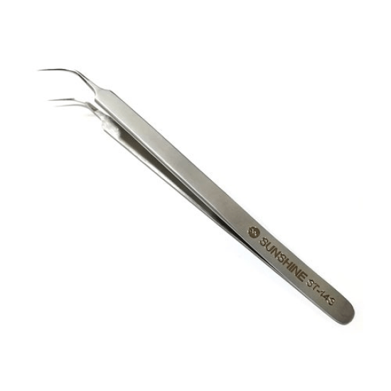 SUNSHINE ST-14S  HIGH STRENGTH METAL PROFESSIONAL CURVED TIP TWEEZER