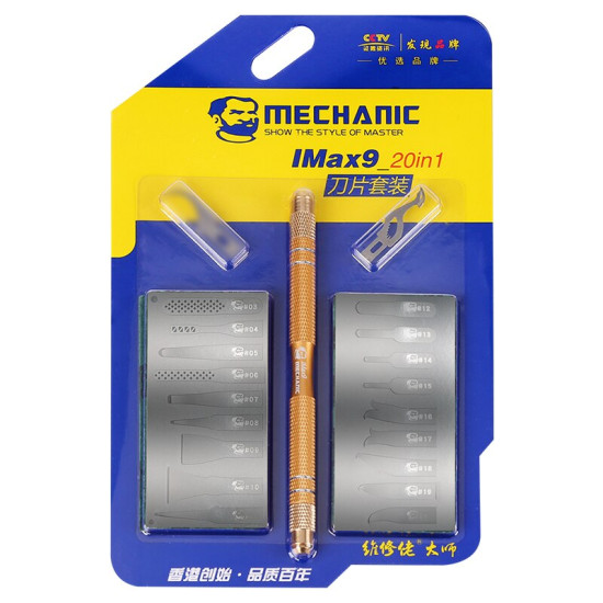 MECHANIC 20 IN 1 IMAX-9 CPU IC ADHESIVE CUTTER BLADE SET 