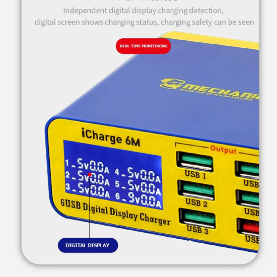 MECHANIC ICHARGE 6M FAST CHARGER WITH DISPAY - 6 PORT