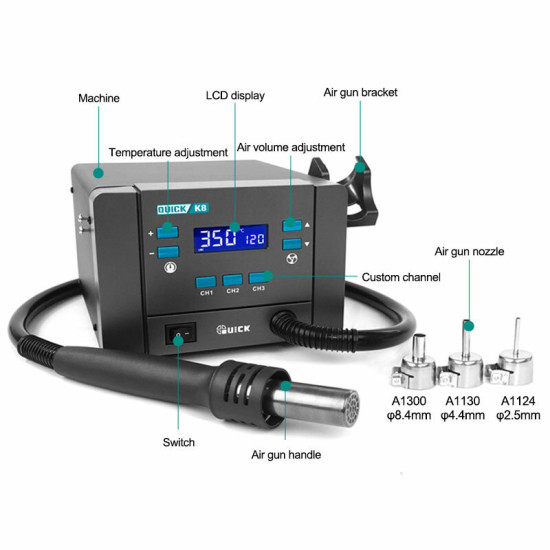 QUICK K8 SMART HOT AIR SMD & DESOLDERING STATION - 1000W 