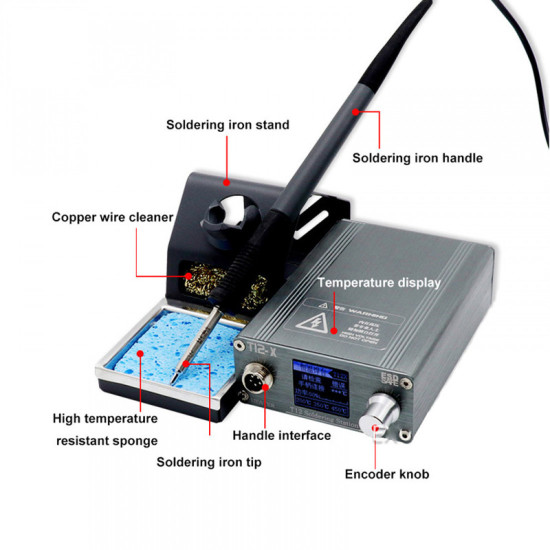 OSS TEAM T12-X AUTO SLEEP BGA REWORK DIGITAL DISPLAY ELECTRONIC SOLDERING STATION 72 W