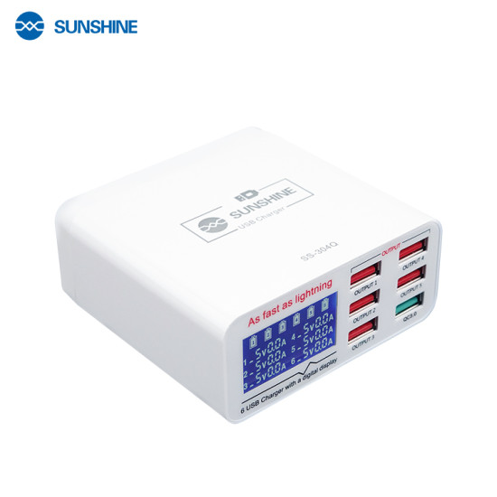 SUNSHINE SS-304Q 6 PORT USB SMART LIGHTNING CHARGER