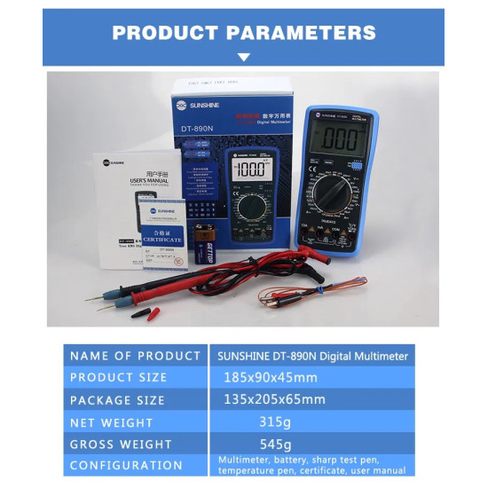 SUNSHINE DT-890N AUTO RANGE DIGITAL MULTIMETER