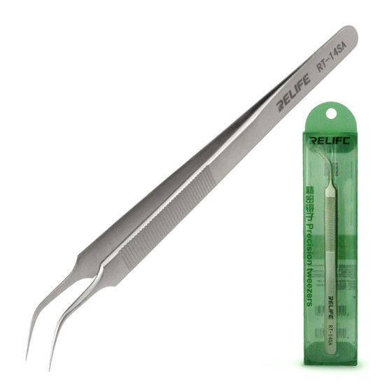 RELIFE RT-14SA ANTI-STATIC STAINLESS TWEEZER - CURVED