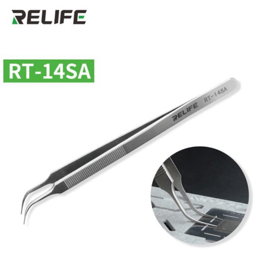 RELIFE RT-14SA ANTI-STATIC STAINLESS TWEEZER - CURVED