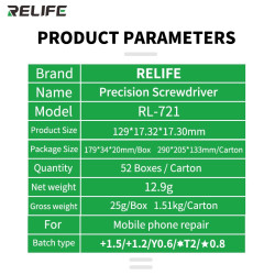 RELIFE RL 721 FOUR HEAD MAGNETIC SCREWDRIVER - +1.5