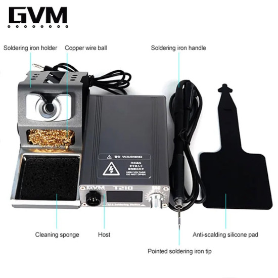 GVM T210 TEMPERATURE CONTROLLER DIGITAL SOLDERING STATION WITH C210 IRON TIP