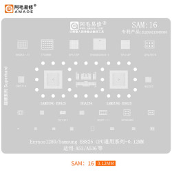 AMAOE SAM-16 CPU BGA REWORK REBALLING STENCIL 0.12MM
