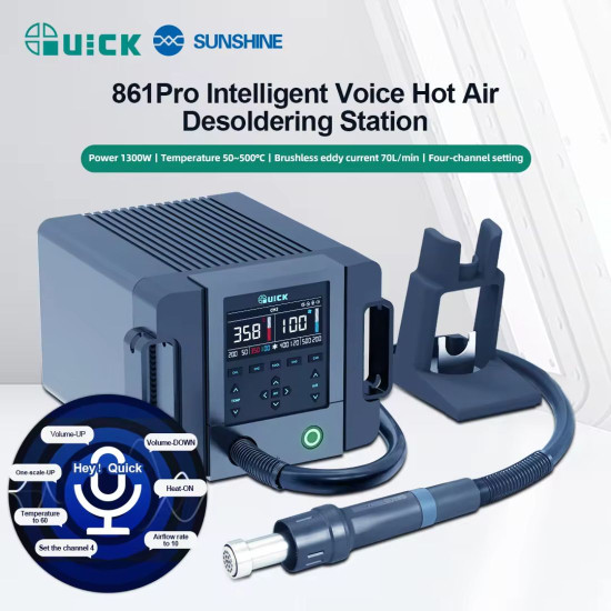 QUICK 861 PRO SMART HOT AIR BGA SMD DESOLDERING STATION WITH VOICE CONTROL - 1300W