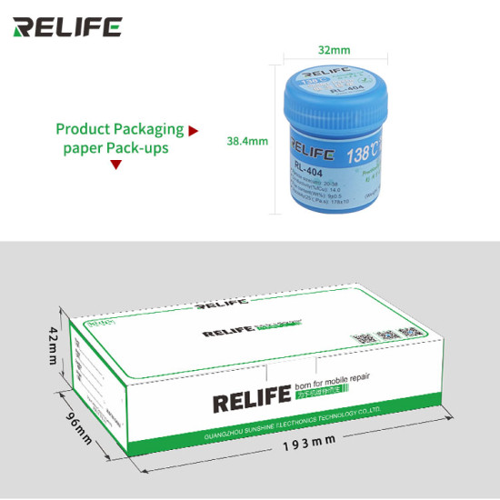 RELIFE RL-404 LOW TEMPERATURE SOLDERING PASTE - 138°C