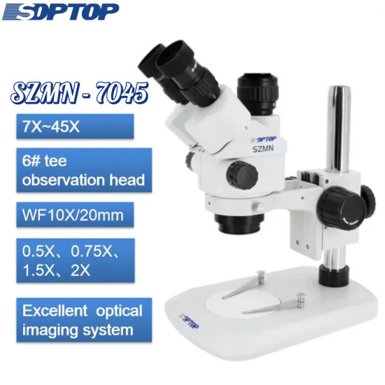 Soptop SZMN 7X–45X Continuous Zoom Trinocular Stereo Microscope Soptop SZMN 7X–45X Continuous Zoom Trinocular Stereo Microscope