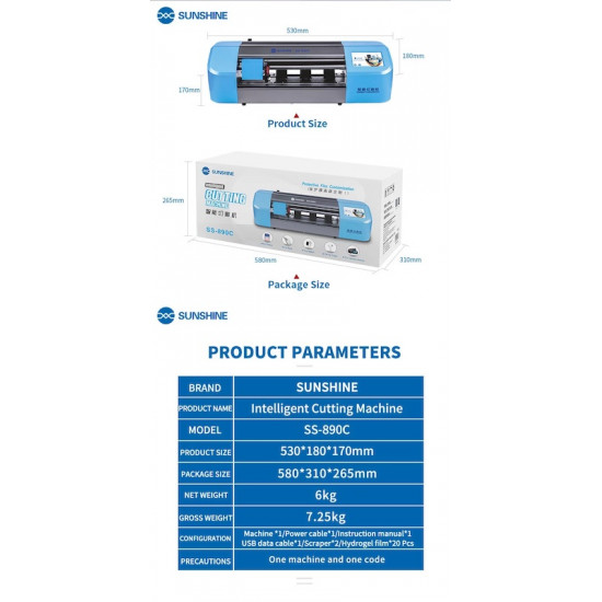 SUNSHINE SS-890C INTELLIGENT CUTTING MACHINE FOR CUT FLEXIBLE PROTECTIVE FILM