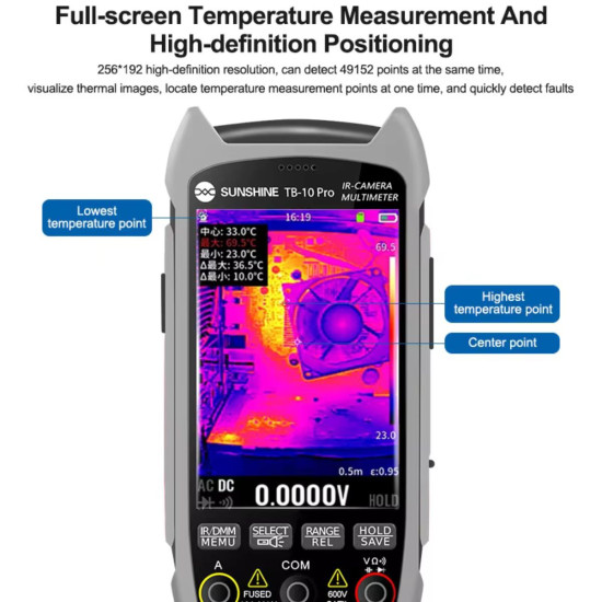 Sunshine TB-10 Pro Handheld Thermal Imager With Digital Multimeter for PCB Repair | Temperature & Voltage Measurement Sunshine TB-10 Pro Handheld Thermal Imager With Digital Multimeter for PCB Repair | Temperature & Voltage Measurement