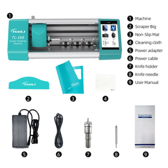 TUOLI TL-168 PLUS SCREEN GUARD CUTTING MACHINE FOR MOBILE PHONE FRONT AND BACK FILM WITH LIFETIME FREE CUT