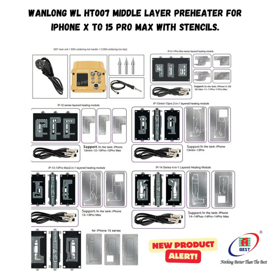 Wanlong WL-HT007 Intelligent Mainboard Layer Preheater & Soldering Station For Iphone X-15PM With Reballing Stencils