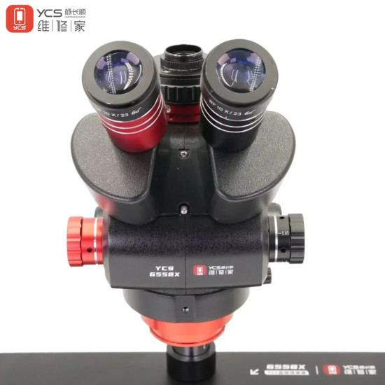 YCS 6558X (3D Continuous Zoom) 6.5X~58X Trinocular Stereo Microscope With 0.5X CTV Camera Zoom Lens & 144 LED Adjustable Light YCS 6558X (3D Continuous Zoom) 6.5X~58X Trinocular Stereo Microscope With 0.5X CTV Camera Zoom Lens & 144 LED Adjustable Light