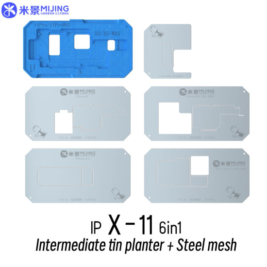 Mijing Z20 Pro iPhone Middle Layer Motherboard BGA Reballing Stencil Platform Set For iPhone X To 16 Pro Max - 0.12mm Mijing Z20 Pro iPhone Middle Layer Motherboard BGA Reballing Stencil Platform Set For iPhone X To 16 Pro Max - 0.12mm