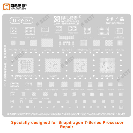 Amaoe U-QSD7 Stencil for Snapdragon 7-Series Amaoe U-QSD7 Stencil for Snapdragon 7-Series