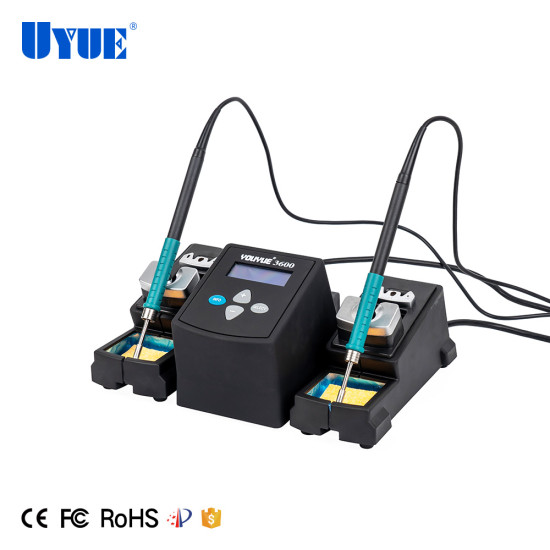 YOUYUE 3600 DUAL SOLDERING IRON, DIGITAL SOLDERING STATION WITH 2 CHANNEL HANDLE 95-400 DEGREE ADJUSTABLE TEMPERATURE